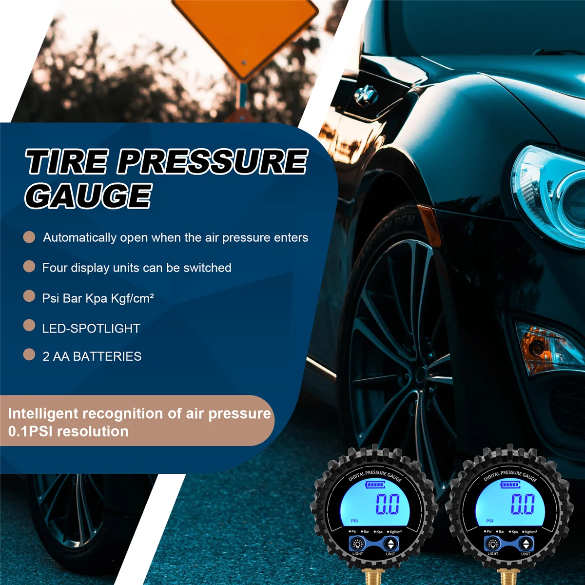 Tire Pressure Gauge Digital Tire Tester Display Air Pressure Manometer Quick Connect Coupler Thread 1/8