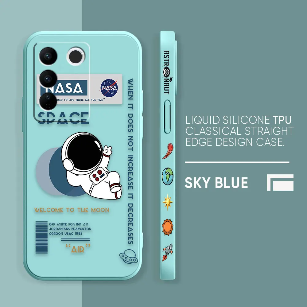thumbnail image 1 of Case For VIVO S5 S6 S7 S9 S10 S15 S16 S16E T1 V15 V20 V23 PRO 5G Simple Liquid Silicone Case Funny Astronaut Spacewalk, 1 of 5