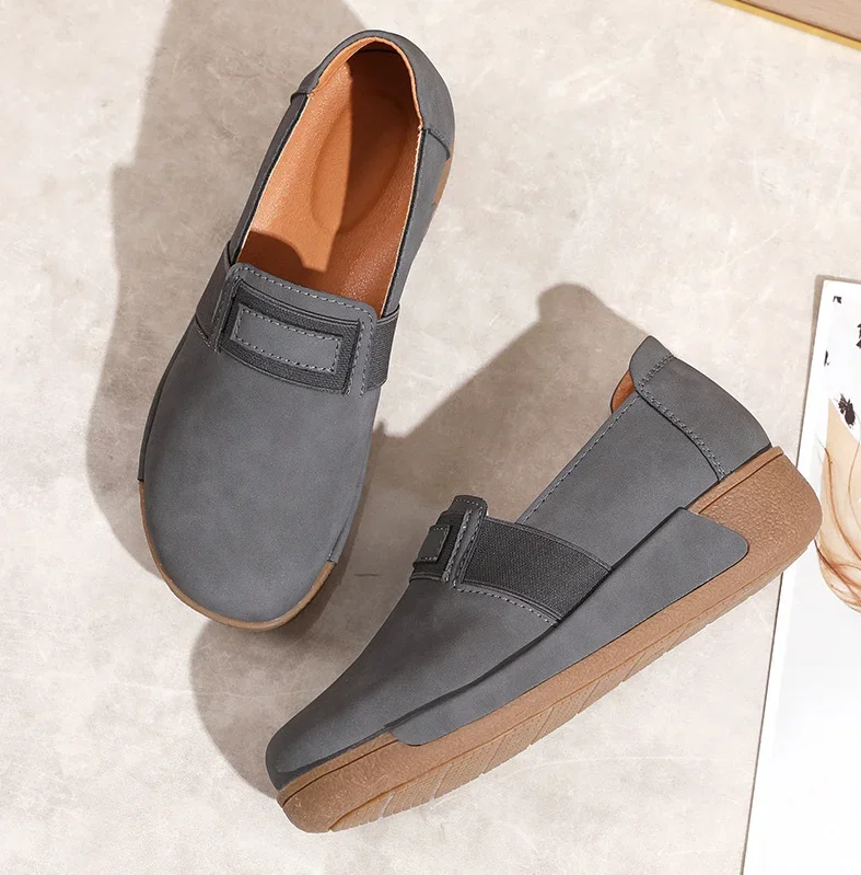 2024 Women Mother Female Genuine Leather Shoes Platform Flats Loafers Slip On Korean Plus Size 40 Vulcanized Shoes 5