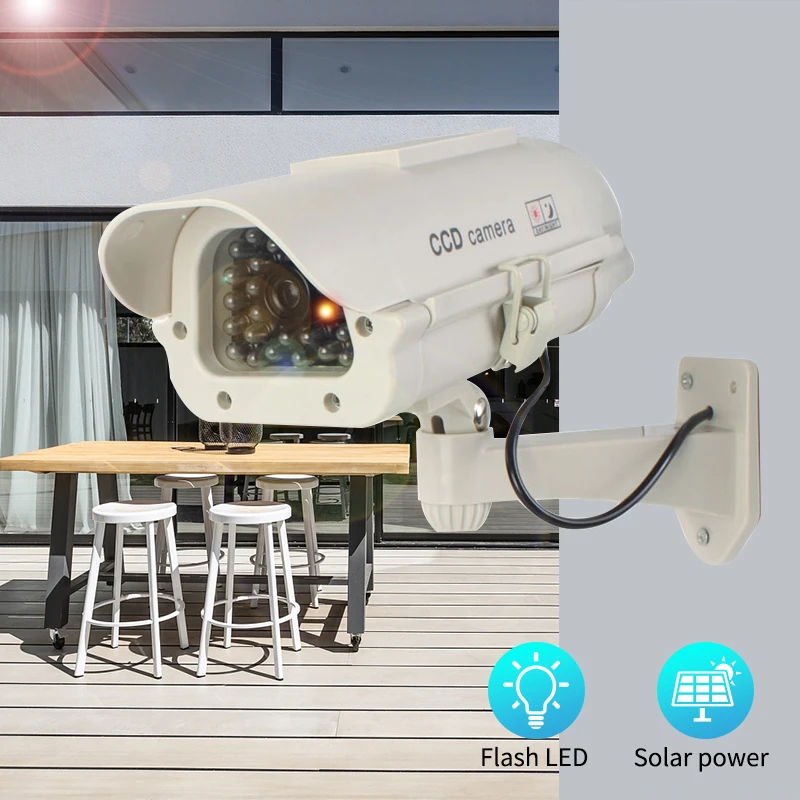 Waterproof Dummy Security Camera with Red Flashing LED for Home and Office Surveillance