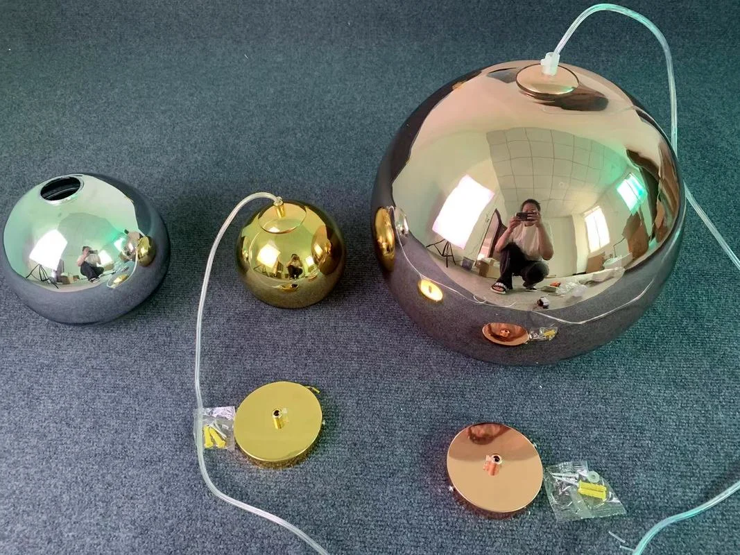 Copper Glass Ball Pendant Lighting Globe Lustre Pendant Lights Mirror Hanging Lamp Kitchen Home Decor  Industrial Lamp Luminaire 3