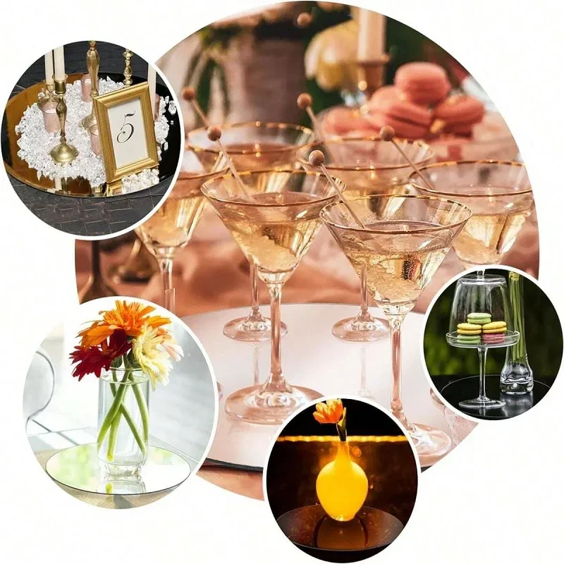 Acrylic Round Mirror With Adhesive Backing For Wedding Decoration Dining Table Candle Holder Tray Home Mirror Wall Sticker 20cm