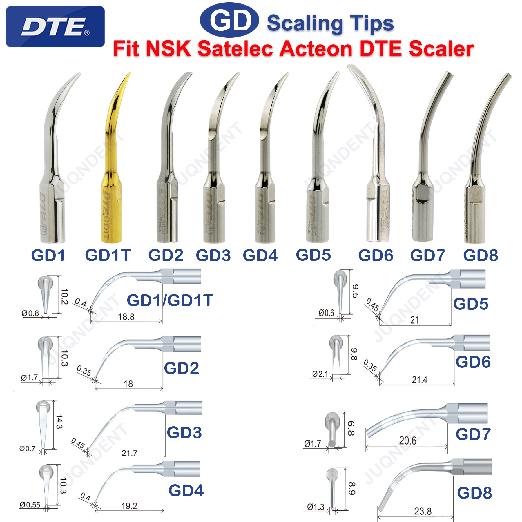 Woodpecker DTE Dental Ultrasonic Scaler V2 V3 LED Dentistry Scaler Tips For Scaling Endodontics Fit NSK Satelec Acteon handle 5