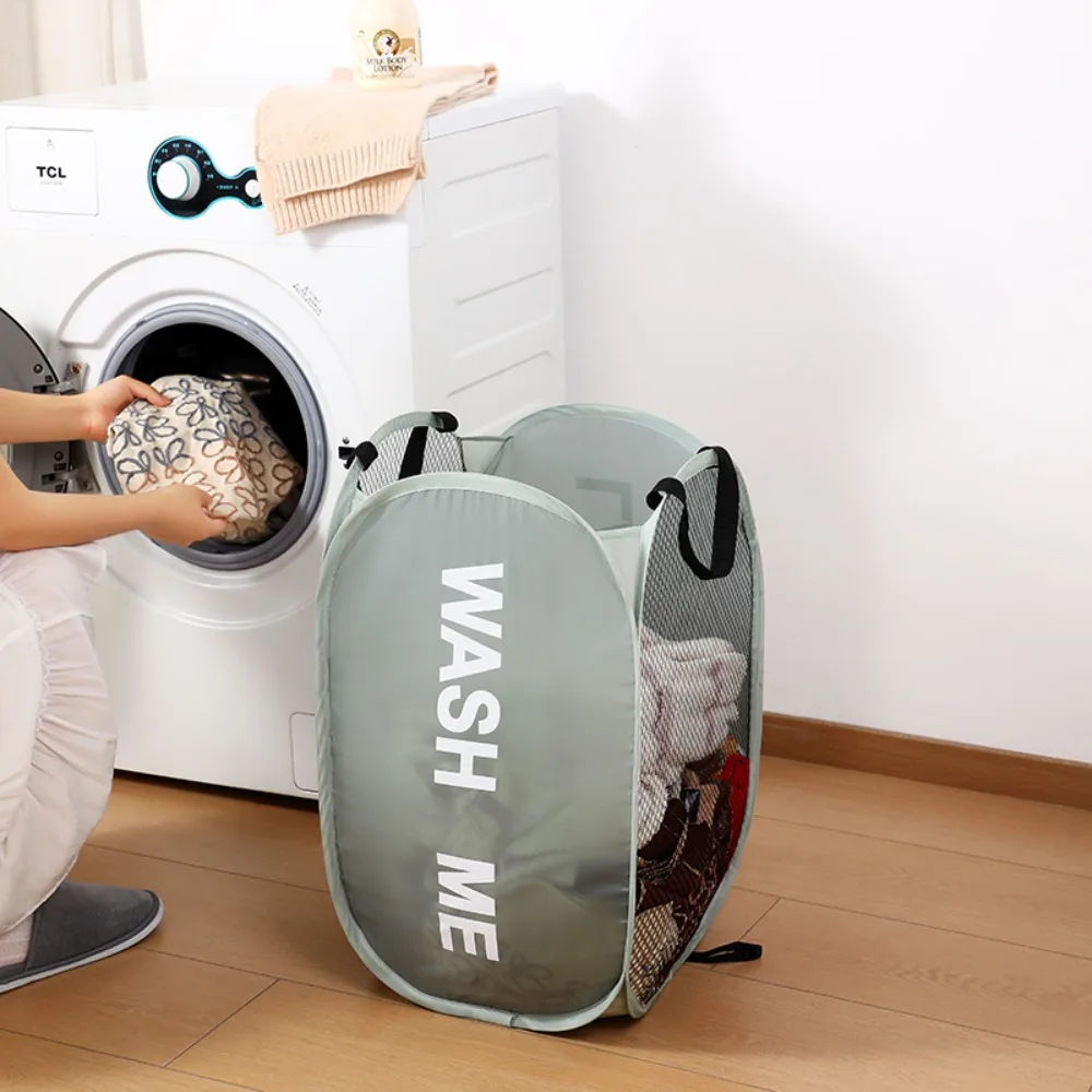 Collapsible Breathable Mesh Laundry Hamper - Space-Saving Portable Basket for Dorm, Travel, and Bathroom Use