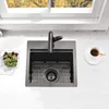 15 Inch Black Drop In Bar Sink Bar Outdoor Rv Sink 16 Gauge Black Stainless Steel Single Bowl Kitchen Sink with Cutting Board 4