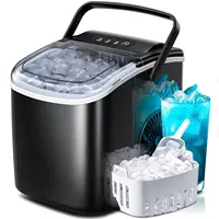 Countertop Ice Maker Machine, with Handle, 27lbs/24Hrs, 6Mins/9 Pcs ice Cubes, Countertop, Self-Cleaning with Ice Basket/Scoop 1