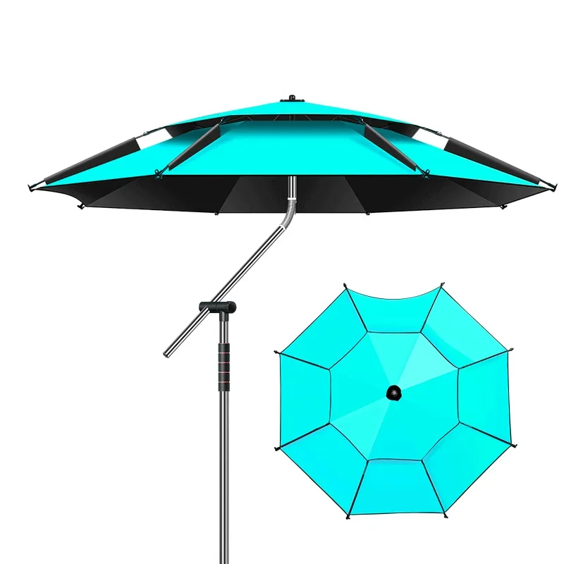 2.0-2.6M Parasol Fishing Umbrella Dual 360 &deg; Adjustable Fishing Umbrella Double Layer Waterproof Anti UV Quality Large Parasol