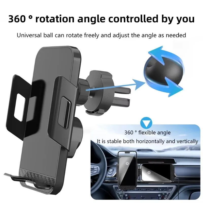 30W Automatic Wireless Charger Car Phone Holder Air Vent Clip for iPhone 16 15 14 13 12 Pro Samsung Xiaomi Fast Charging Station