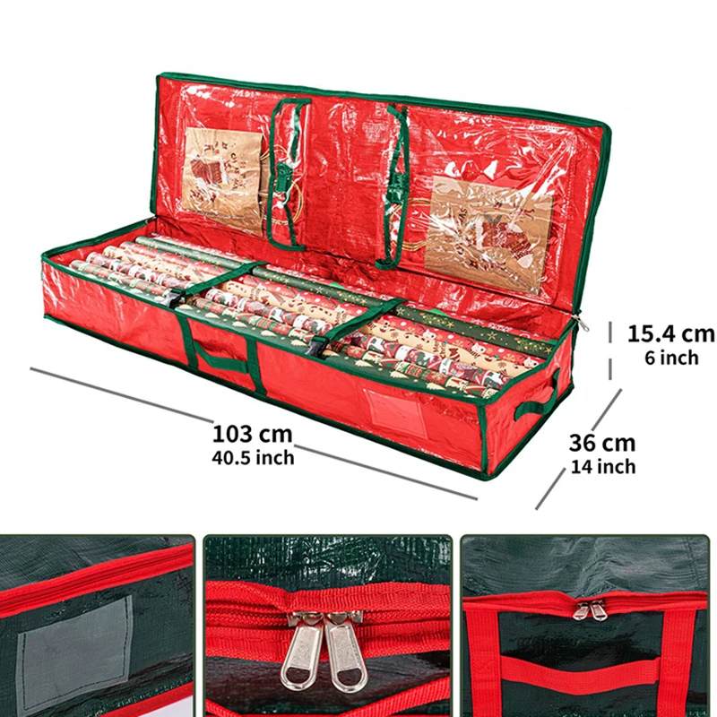 Wrapping Paper Storage Container Fits 27 Rolls 1 3/8In Diam Underbed Gift Wrap Organizer Bags gift wrapping organizer