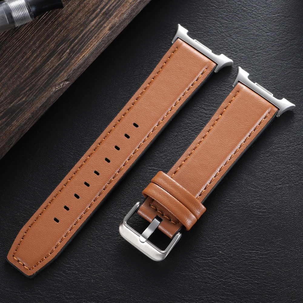 Premium Leather Watch Strap - Black Brown Wrist Band with Quick Release