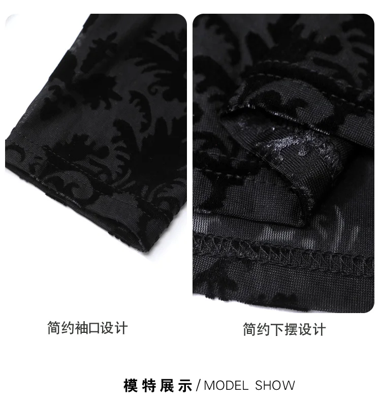 High Collar T Shirt - Korean Fashion Floral Mesh Long Sleeve Tees For Women