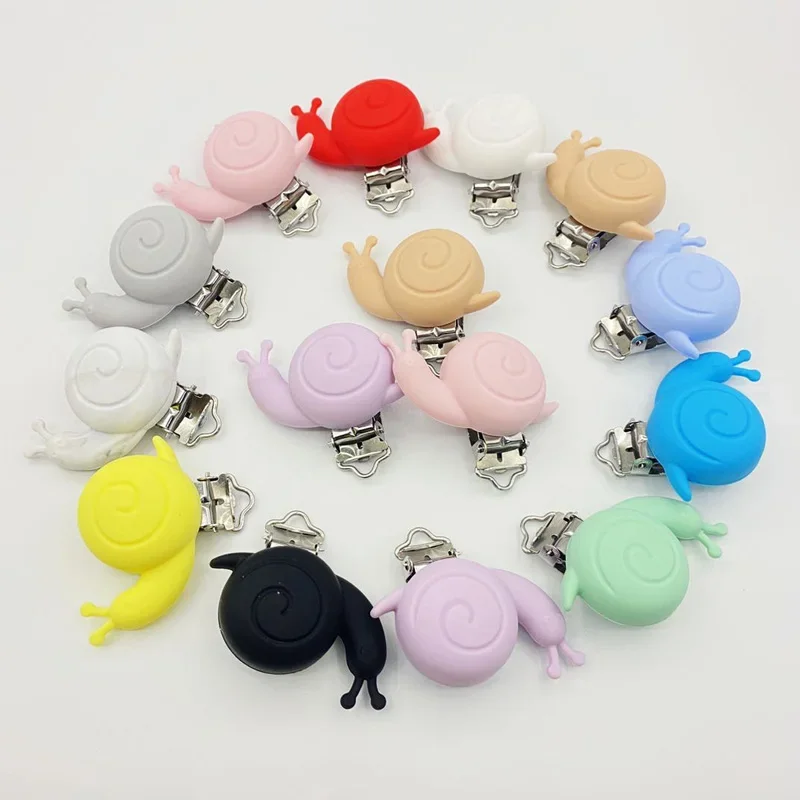 10Pcs Snail Baby Pacifier Clips Silicone Food Grade Diy Baby Nipple Chain Necklace Babies Teether Pacifier Clip Dummy Holder