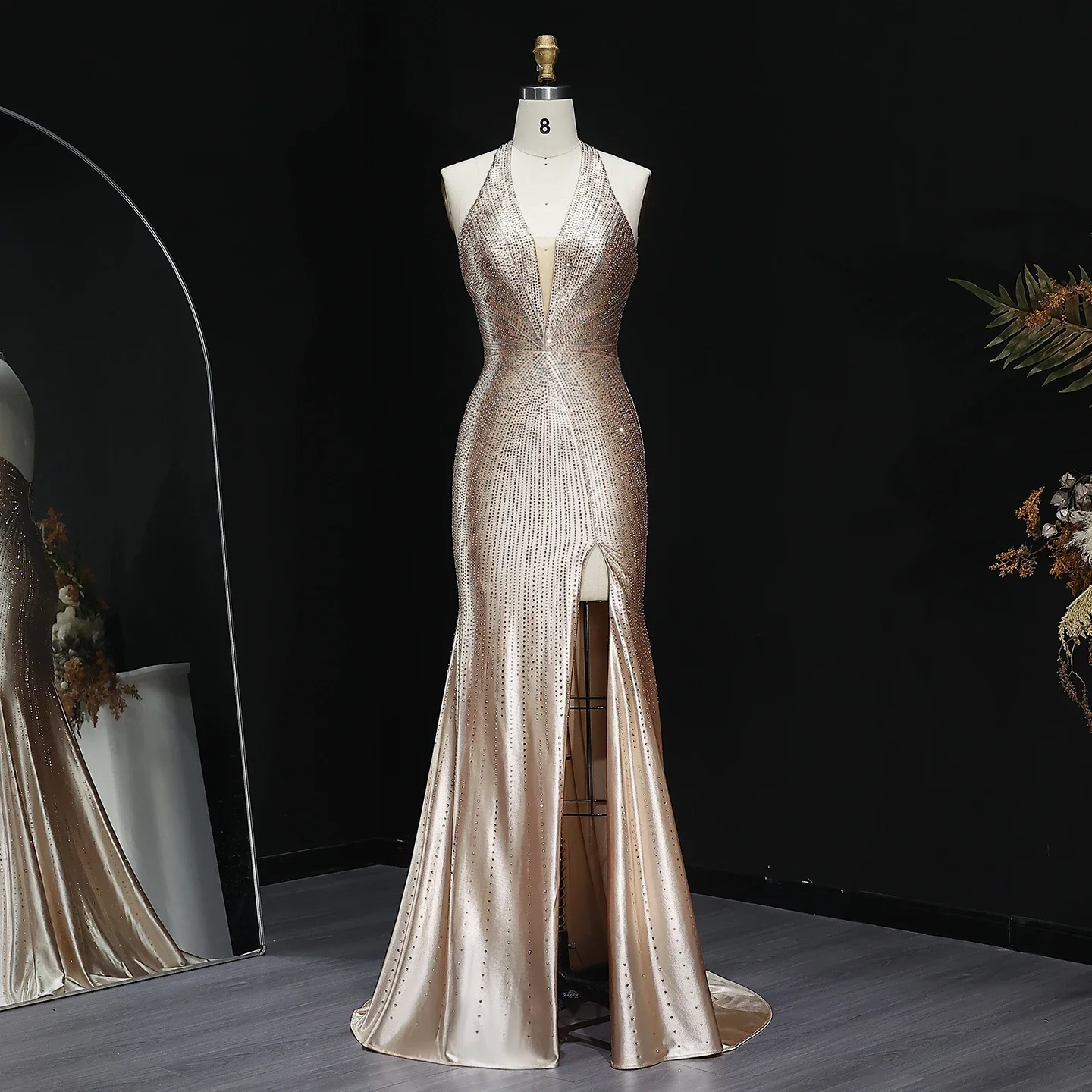 green emerald velvet dress Champagne Strapless Overskirt Prom Dress Long with Crystals main image 0
