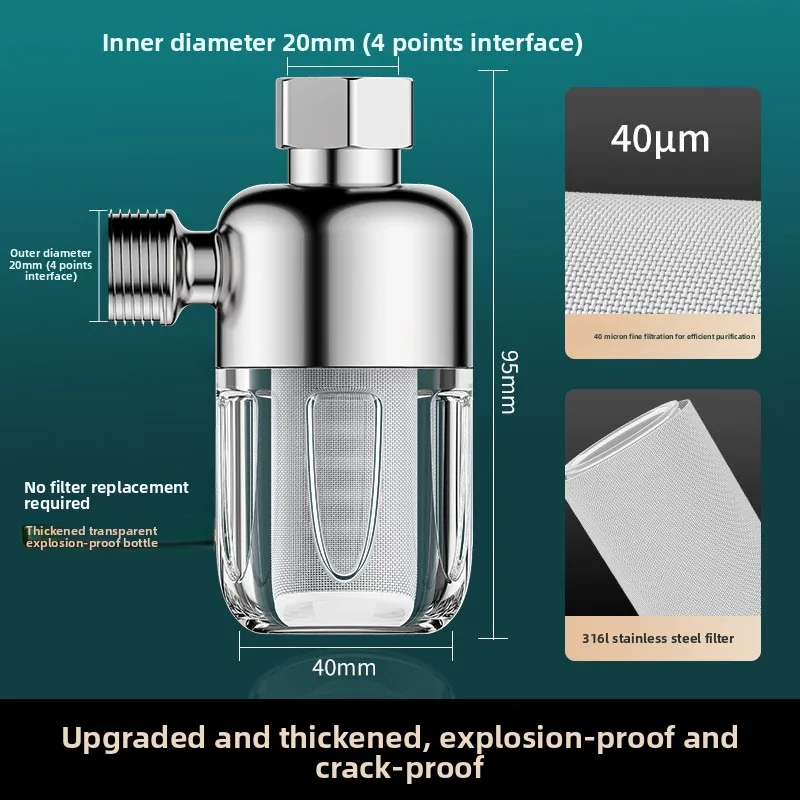 Universal Stainless Steel Pre-filter for Electric Water Heaters - Suitable for Showers, Kitchens, and Bathrooms