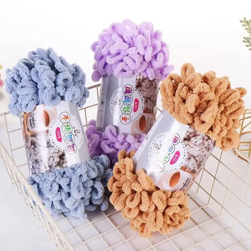 100g Finger Loop Chenille Yarn Thread Puffy Soft Chunky Yarn Hand Woven Blanket Scarf Mat Crochet Knitting Yarn Crochet Wool 2