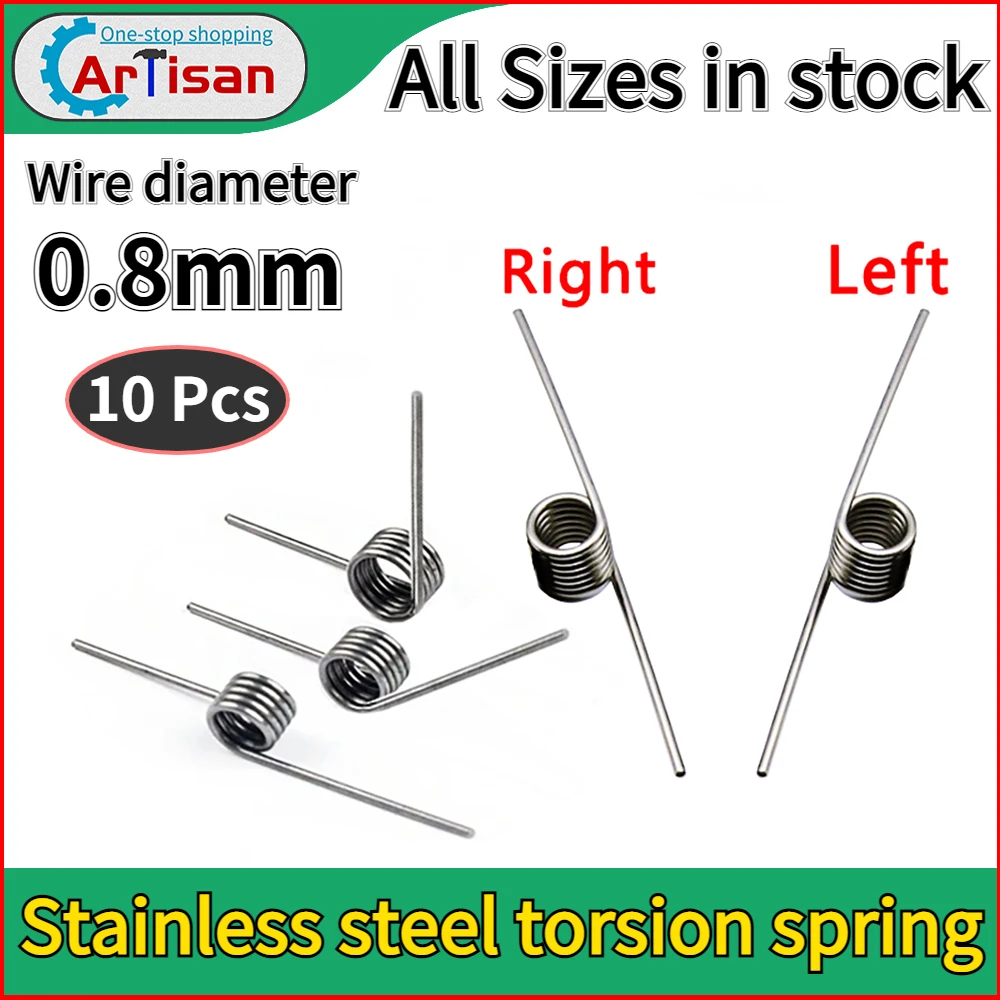 

Left Right Torsion Spring Stainless Steel V-shaped Strong Wire Diameter 0.8mm 3/6/9laps 180/120/60 Degree Rotation Trash Spring