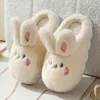 Winter Funny Cartoon Slippers Women Indoor Cute Rabbit Ear Sandals Men Indoor Plush Non-slip Warm Sandal Adult Solid Color Shoes 6