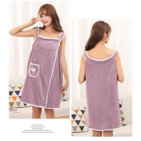 140X80Cm Coral Fleece Women's Bath Towel Softsoft and Thickened Absorbent Bathrobe Muticolors Wearable Bath Towels with Pocket 4