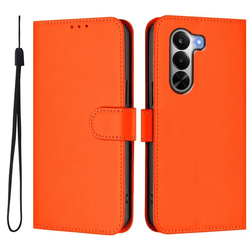 Premium Wallet Flip Cover Phone Case with Magnetic Buckle and Lanyard