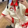 Sanrio Hello Kitty Short Sleeve Top Shirts Shorts 2 Piece Set Y2k Kawaii Clothes Japanese College Style Tees Women Cute Shorts 4