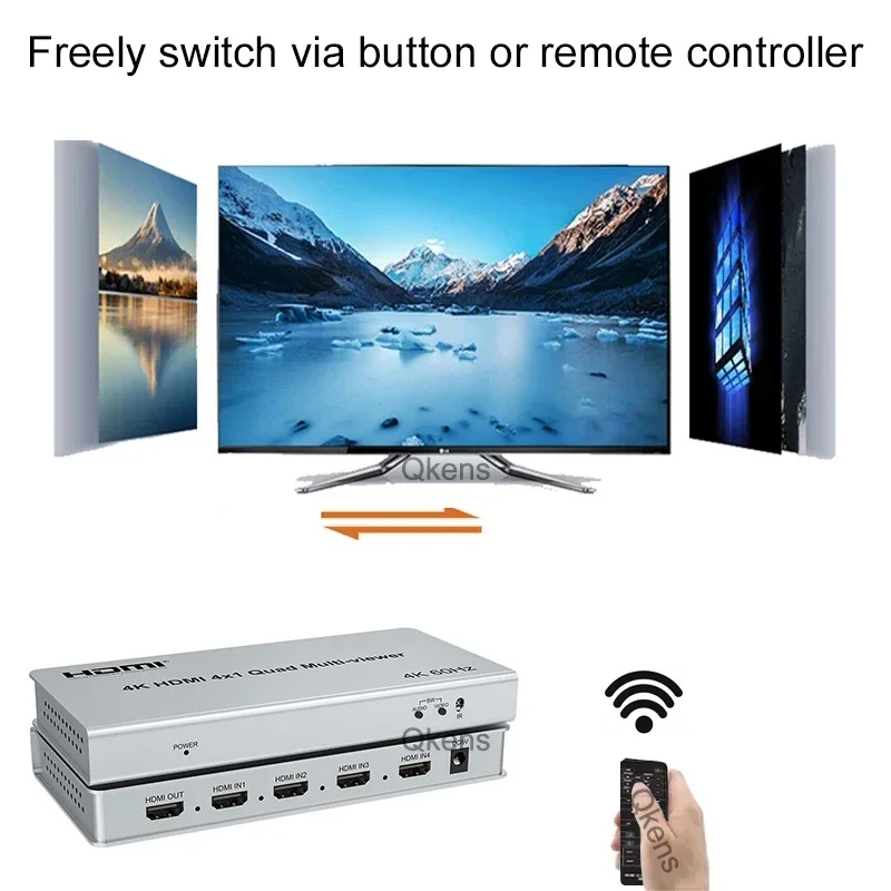 4K 60Hz HDMI 4x1 Quad Multi Viewer 2 4 in 1 Out HDMI Multiviewer Multi Mode Swit