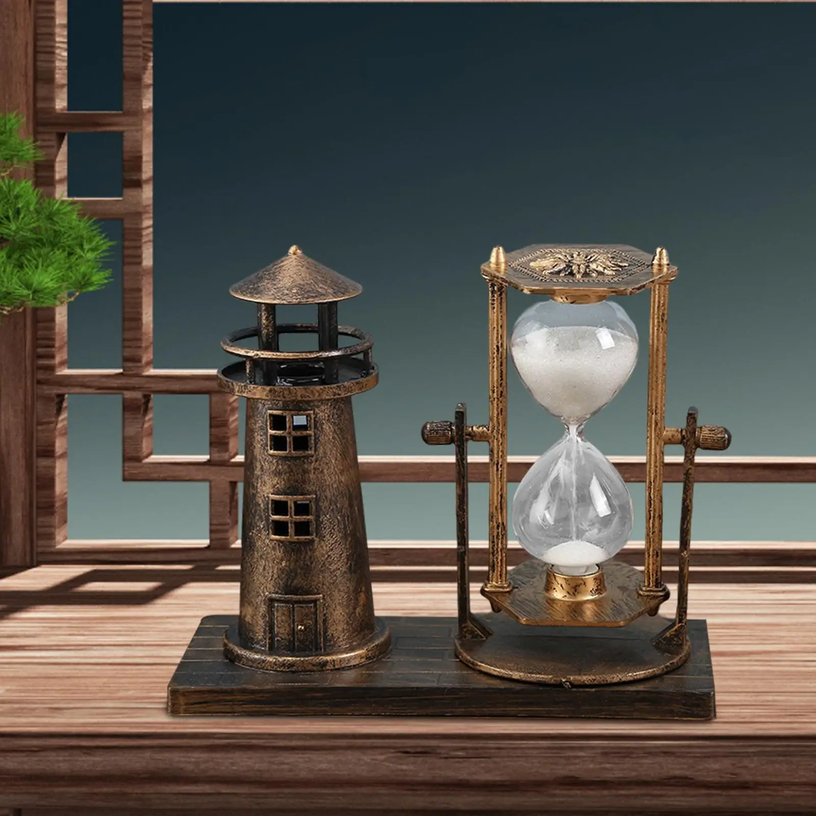 Decoração de ampulheta de farol, enfeite de mesa, escultura, torre de vigia para mesa, escritório, presente de inauguração