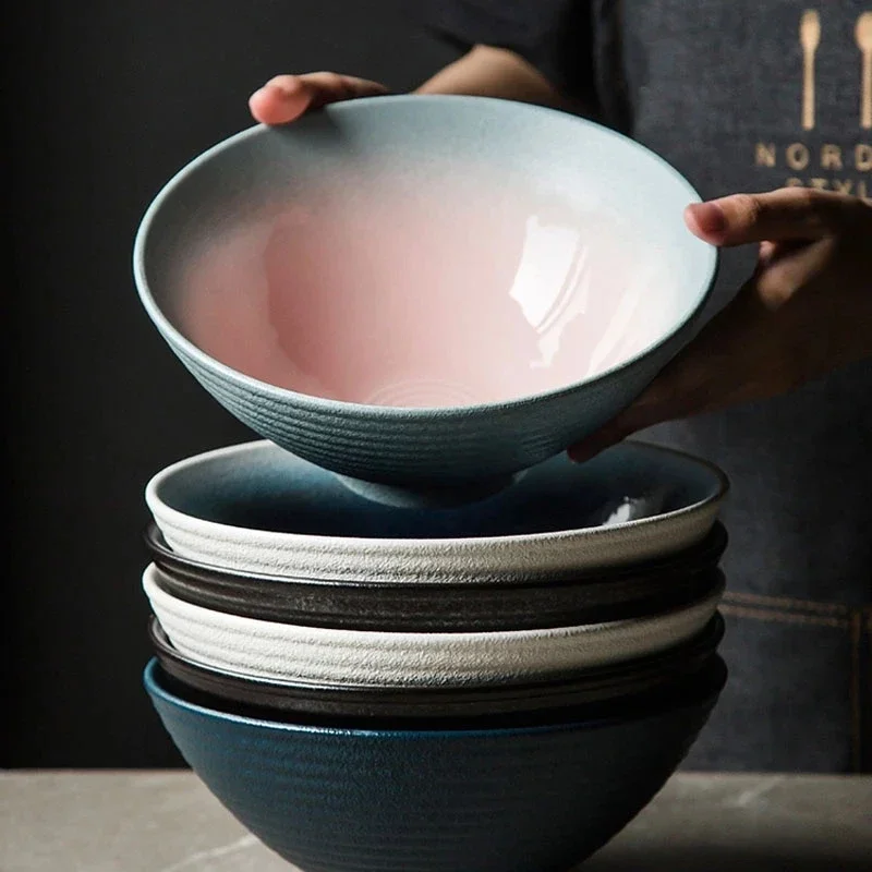 Japanese Ceramic 8inch Ramen Single Noodle Household Salad Bowl large Creative Special Restaurant Tableware ramen bowl ceramic noodle bowl