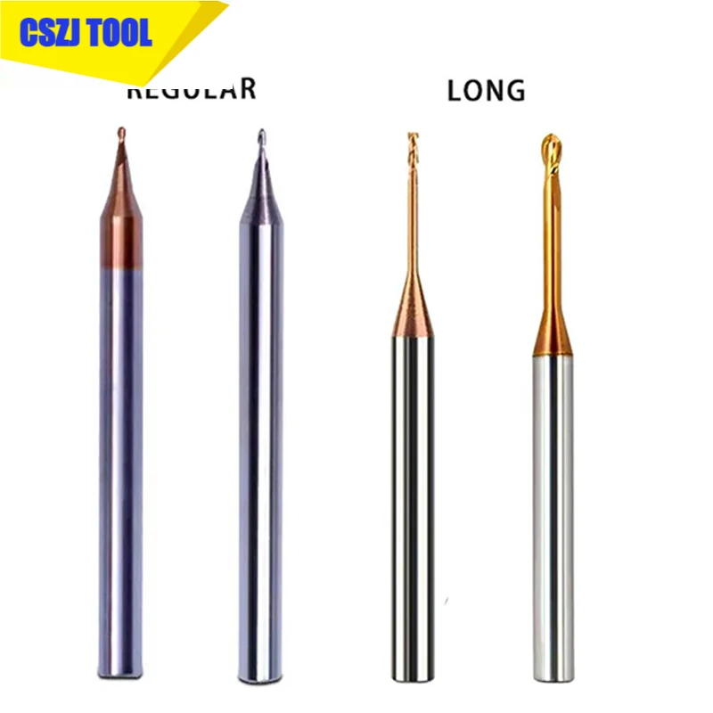 

CSZJ Micro Carbide End Mill 2xD Rib Processing Cutter CNC Deep Long Neck Small Diameter 0.2 0.3 0.4 0.5 0.6 0.7 0.8 0.9mm Mini