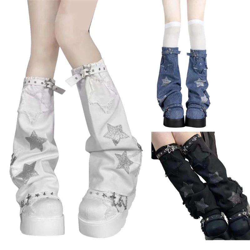 트렌디 레그 워머 하라주쿠 스타 참 조절 버클 체인 Y2K 레그 커버 스트랩 여성 Streetwear Leg Boot Cover P8DB