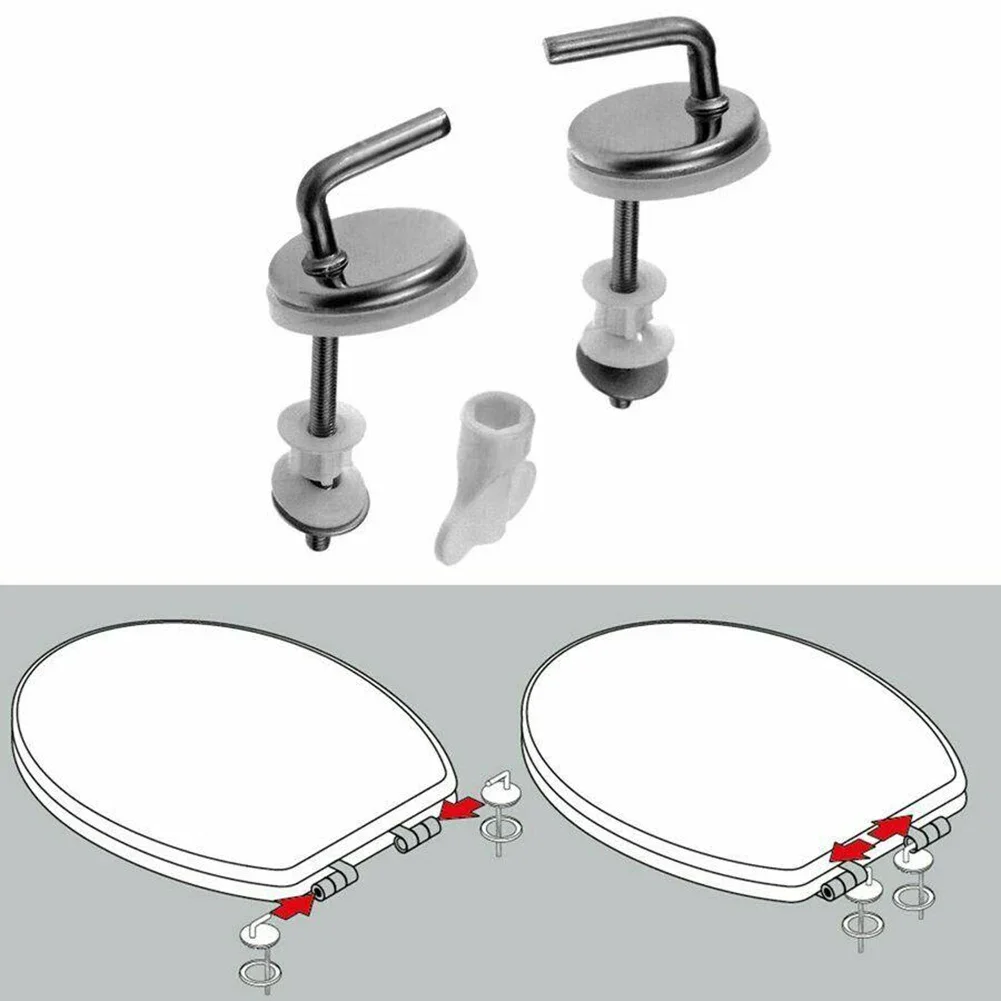 2Pcs Toilet Cover Hinges Toilet Seat Fix Fitting Stainless Steel Back To Wall Replacement Hinges Home Bathroom Seats toilet hinge replacement