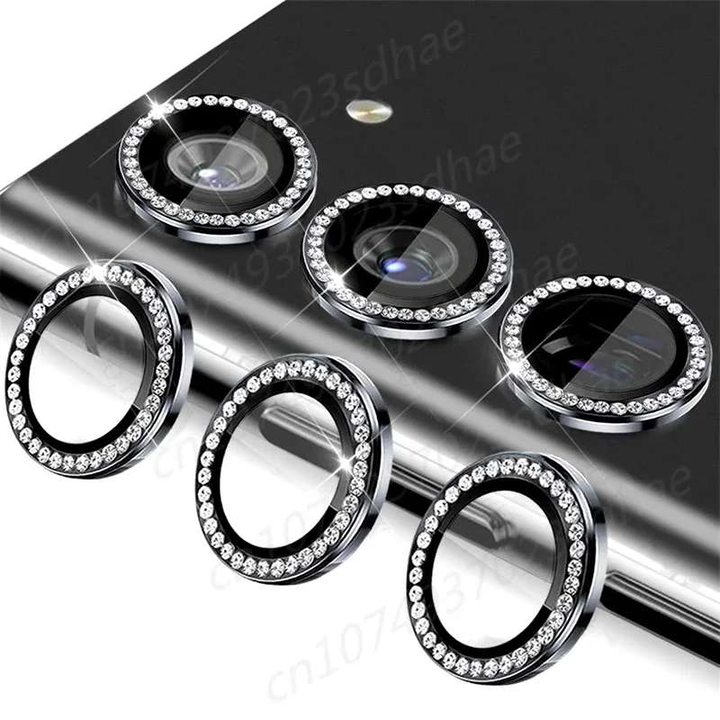 Diamond Tempered Glass Camera Lens Protector with Alloy Ring Cover - 9H Durability