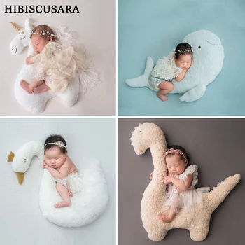 Neonato fotografia abbigliamento cigno posa cuscino cavallo Dino balena bambola infantile foto puntelli abito in Tulle abiti cuscino in posa