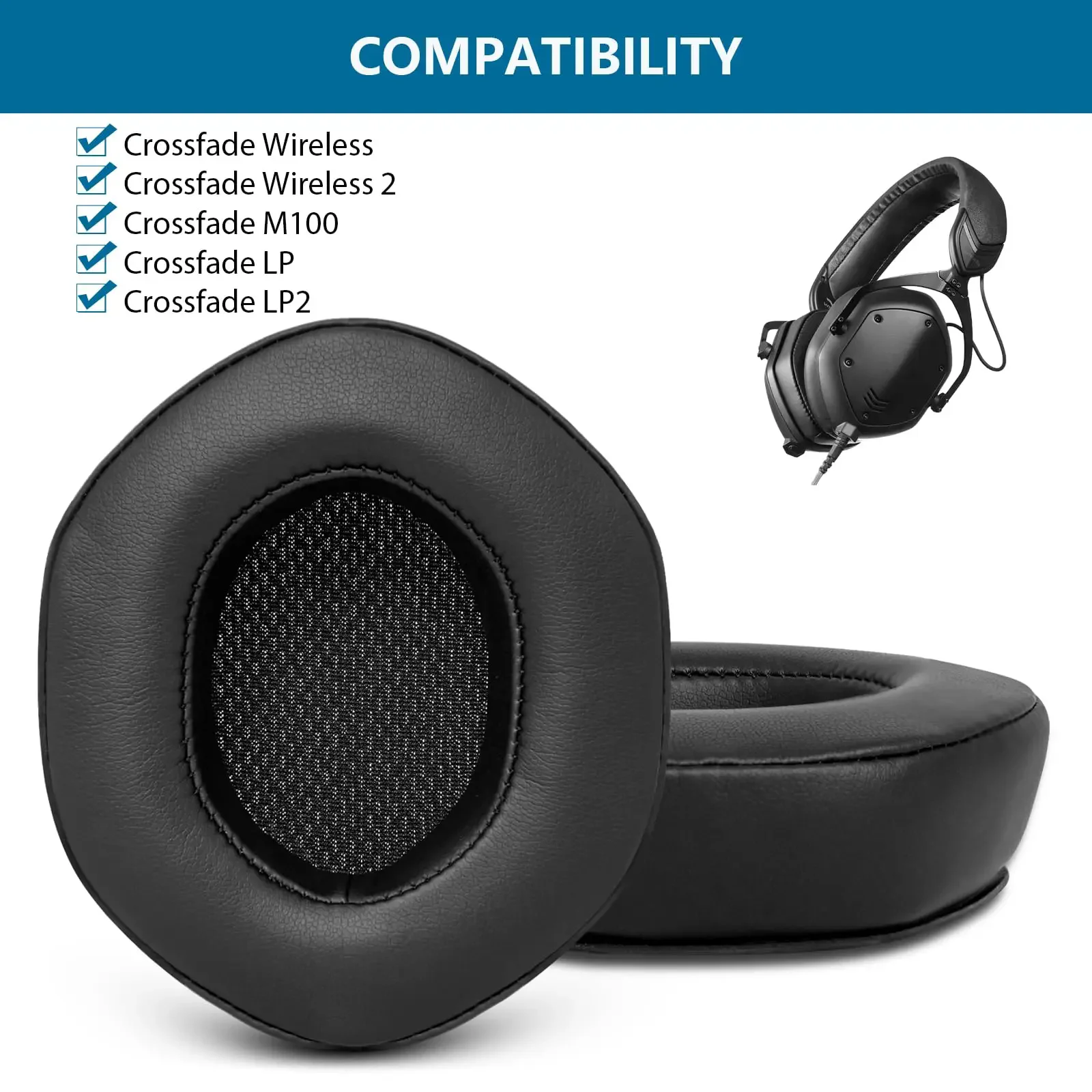 Earmuffs Suitable for V-MODA Crossfade 3 Wireless M100 Earphone Sponge LP2 LP DJ Protective Earcup Leather Earpads Accessories