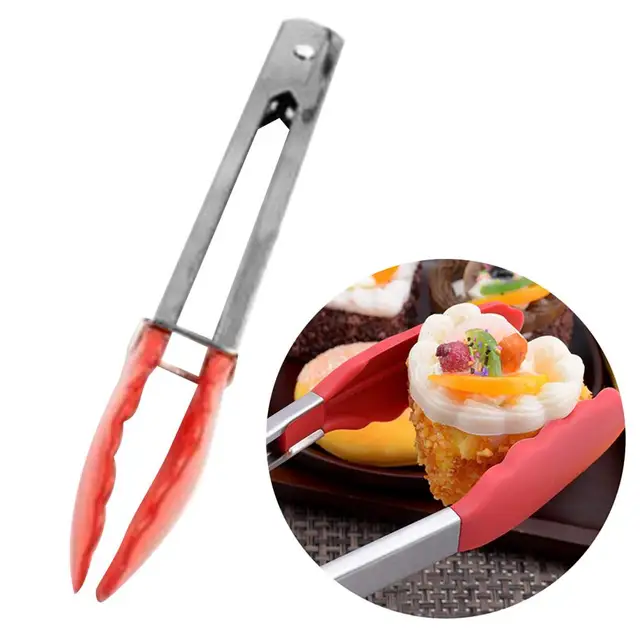 Szilikon Étel Fogfog Rozsdamentes Acél Konyha Fogók Nem Csúszás Főző Klip Bilincs Bbq Saláta Szerszámok Grill Konyhai Kiegészítők - Image 3