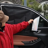 Magnetic Suction Car Sunshade Laser Coating Blackout Cloth UV Protection Privacy Design Driver & Rear Seat Sunscreen Curtain Set 2