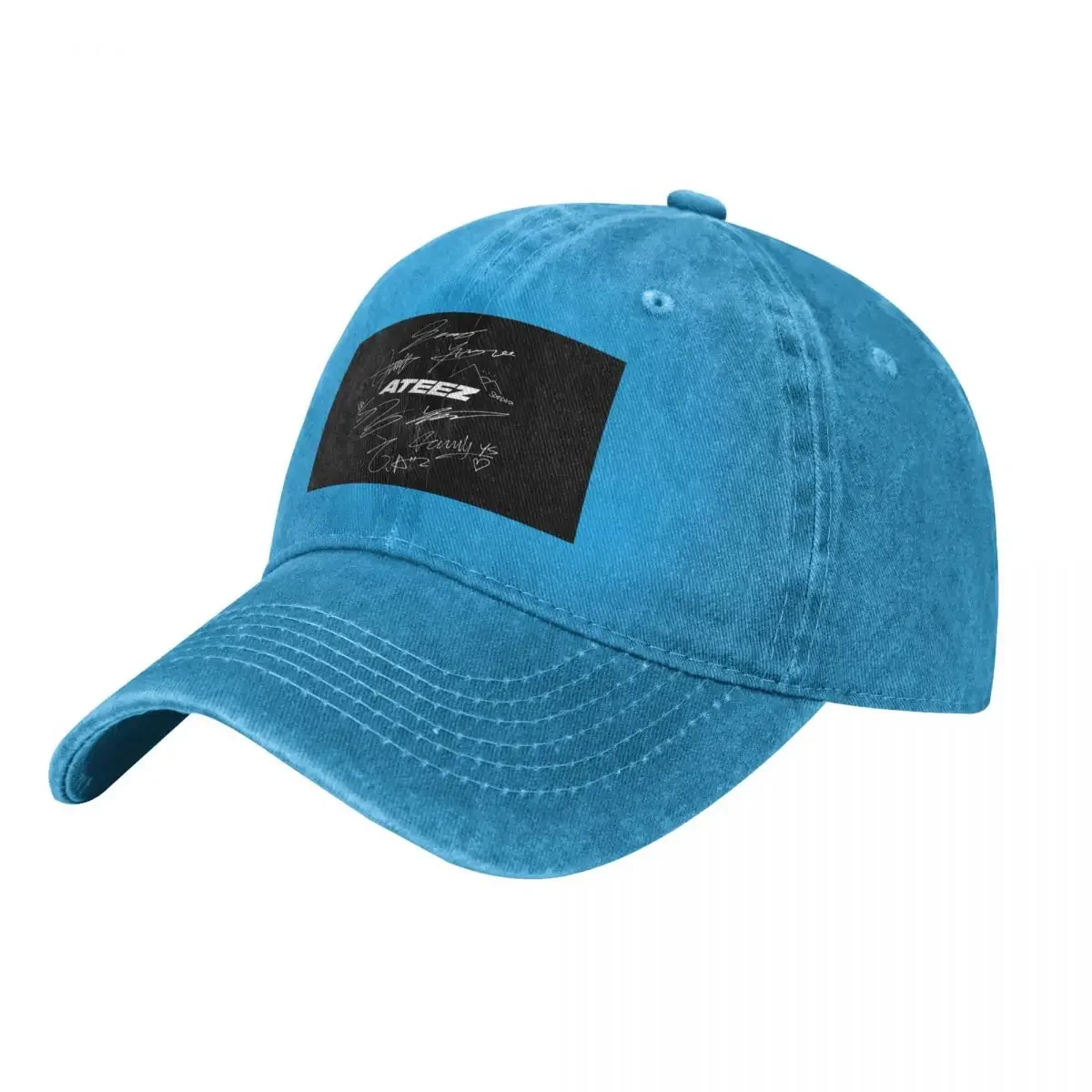 قبعات بيسبول ATEEZ - بشعار وتوقيعات (أسود) - قبعات دنيم مغسولة عصرية - قبعات هيب هوب وقبعات رعاة البقر للرجال والنساء