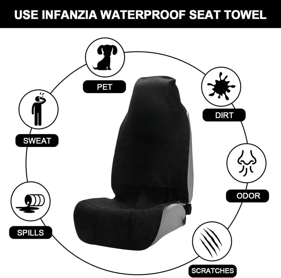 ZIMISI Sweat Towel Car Seat Cover - Universal Waterproof Non-Slip Protector (Blue) - View #11