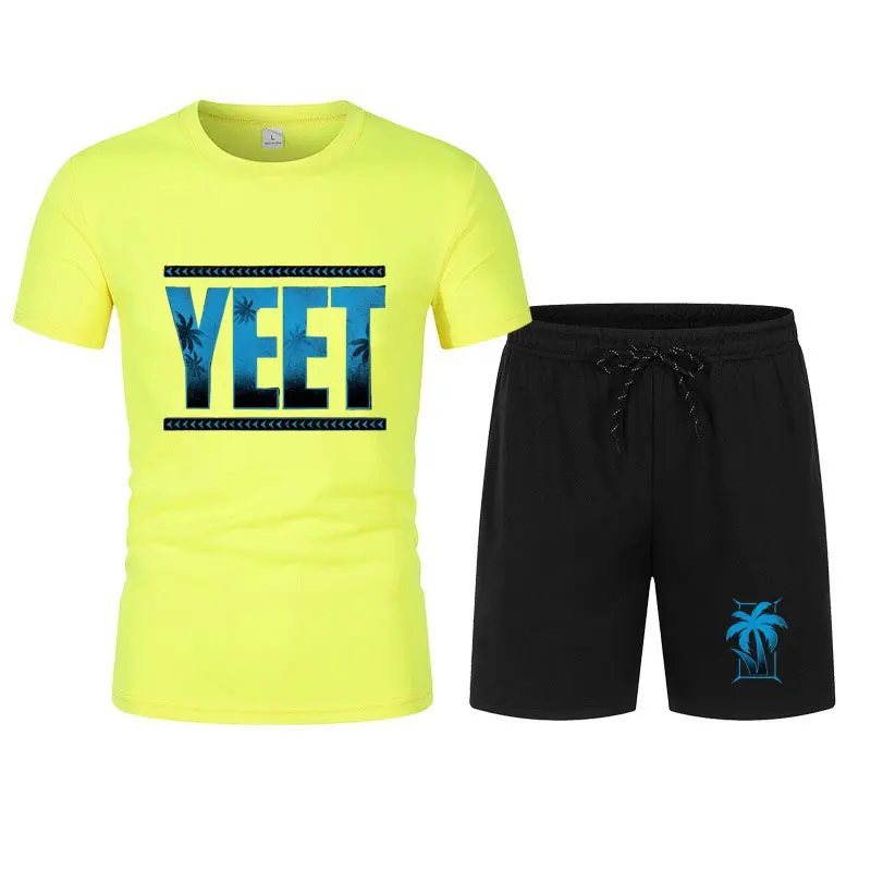 2024 New Men's Black Jey Uso Yeet T-Shirt Shorts Set Summer Short Sleeve Men Overiszed Suits 2024 New Causal Clothing Sets 6