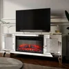 Fireplace TV Stand 59" with Storage Mirrored Silver TV Stand for 65 Inch TVs for Living Room Tall Entertainment Center TV Stands 1