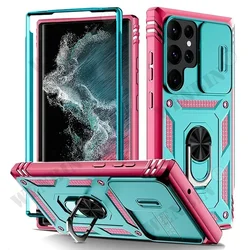 Heavy Duty Protective Case with 360° Rotating Kickstand and Camera Guard for Samsung A16 (4G 5G) (GreenPink)