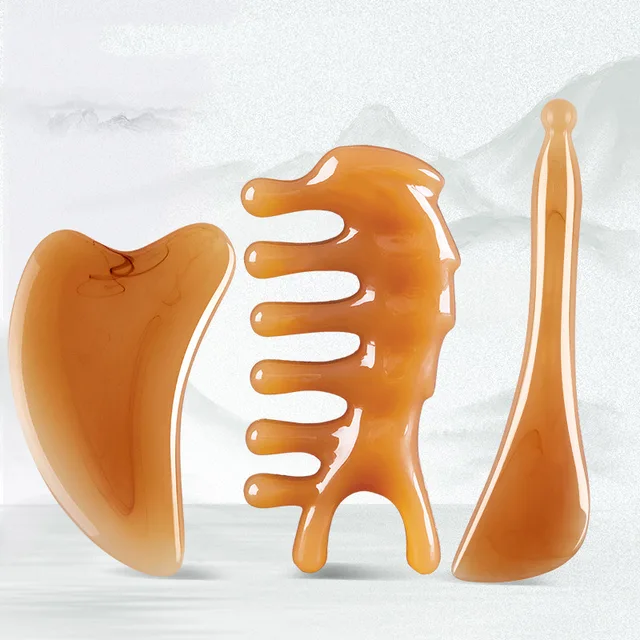 얼굴 리프팅에 활력을 불어넣는 구아샤 수지 스크래핑 마사지