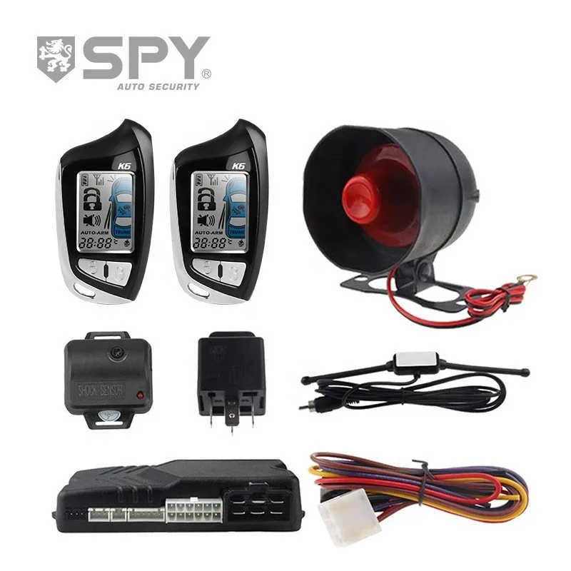 

SPY 2 Way Car Alarm System LCD Pager Display Remote Engine Start Shock Alarm DC 12V Keyless Entry System Central Locking