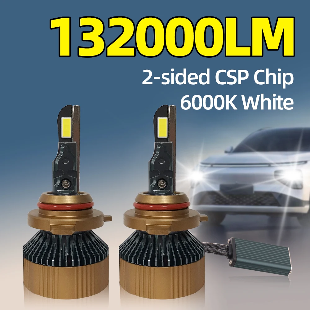 

2pcs Canbus 132000LM H7 LED Car Headlight H4 H1 H11 HB3 9005 HB4 9006 Turbo Lamp 6000K High Bright CSP Chip with Cooling Fan