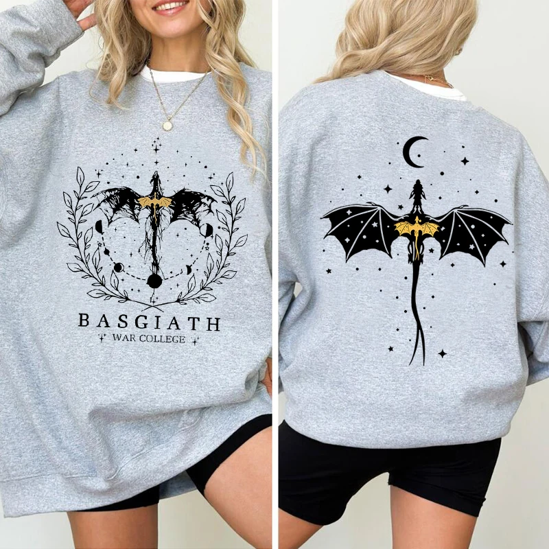 Vintage Fourth Wing Sweatshirt Basgiath War College Hoodie Dark Academia Dragon Rider Bookish Crewneck Sweatshirt Women Clothing - Image 2
