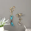 Alloy Decorative Hook 2pcs Retro Hook Set Golden Wall Coat Racks Flowers Bird Hanger Room Decoration Accessories Key Holder 2
