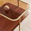 Modern Glass and Wood Coffee Table for Living Room, Mid-Century Brown Glass Coffee Table, Double Layer Center Table. 4