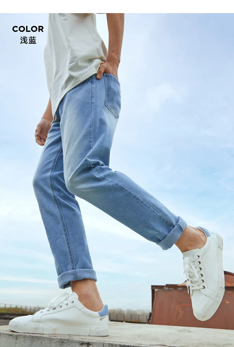 Metersbonwe Jeans Men Summer Basic Denim Pants Classic Washed Trousers Male Black Light Blue Simple Design Trousers Brand