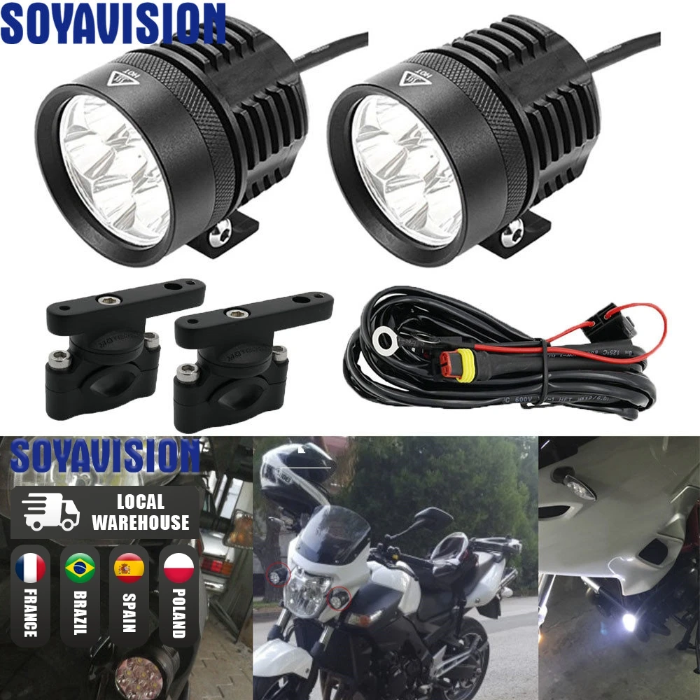 2PCS-Universal-6-Chips-Headlight-LED-Motorcycle-Motorbike-4000-LM-Moto ...