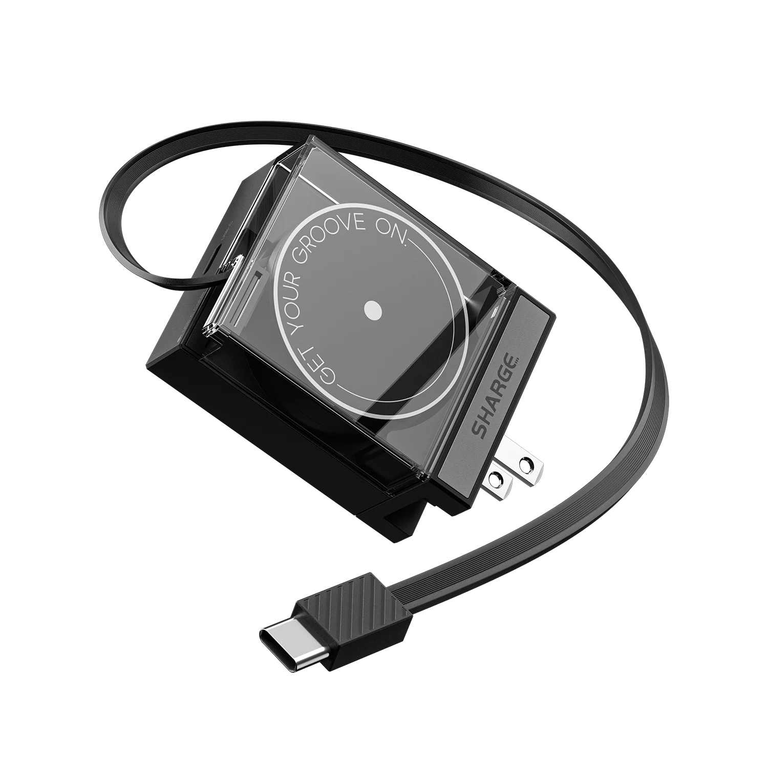 SHARGE Einziehbares 65-W-USB-C-Ladegerät GaN Power 2 Devices PD-Schnellladung für MacBook Pro/Air, iPhone 16, Pixel Book