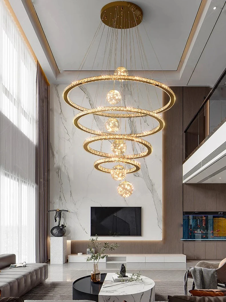 Suspension lumineuse avec cercles multiples